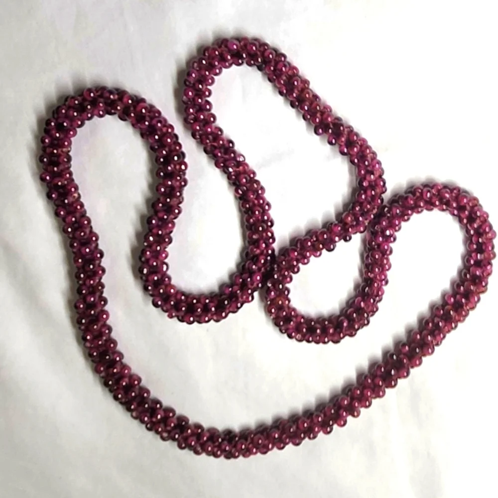 Vintage Rhodolite Garnet Woven 26" Necklace - Picture 3 of 3